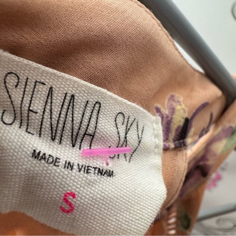 Sienna sky dress tan floral crochet boho long maxi leg slit on one side sexy - Picture 13 of 13